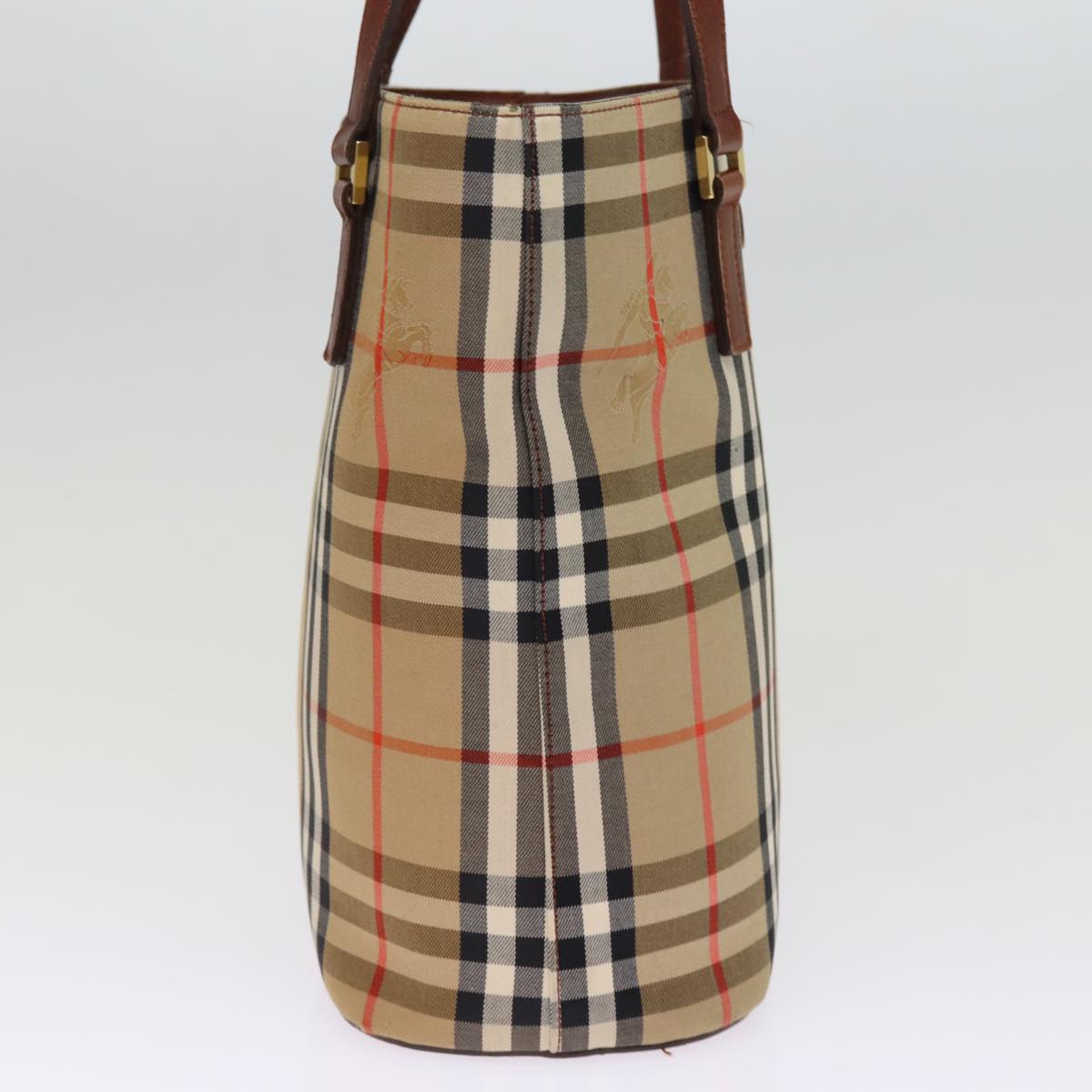 Luxury Burberry Nova Check Tote Bag Canvas Beige Auth ep4573