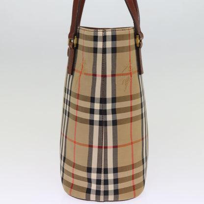 Luxury Burberry Nova Check Tote Bag Canvas Beige Auth ep4573