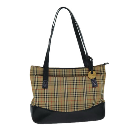 Luxury BurberrySs Nova Check Tote Bag Canvas Beige Auth ep4691
