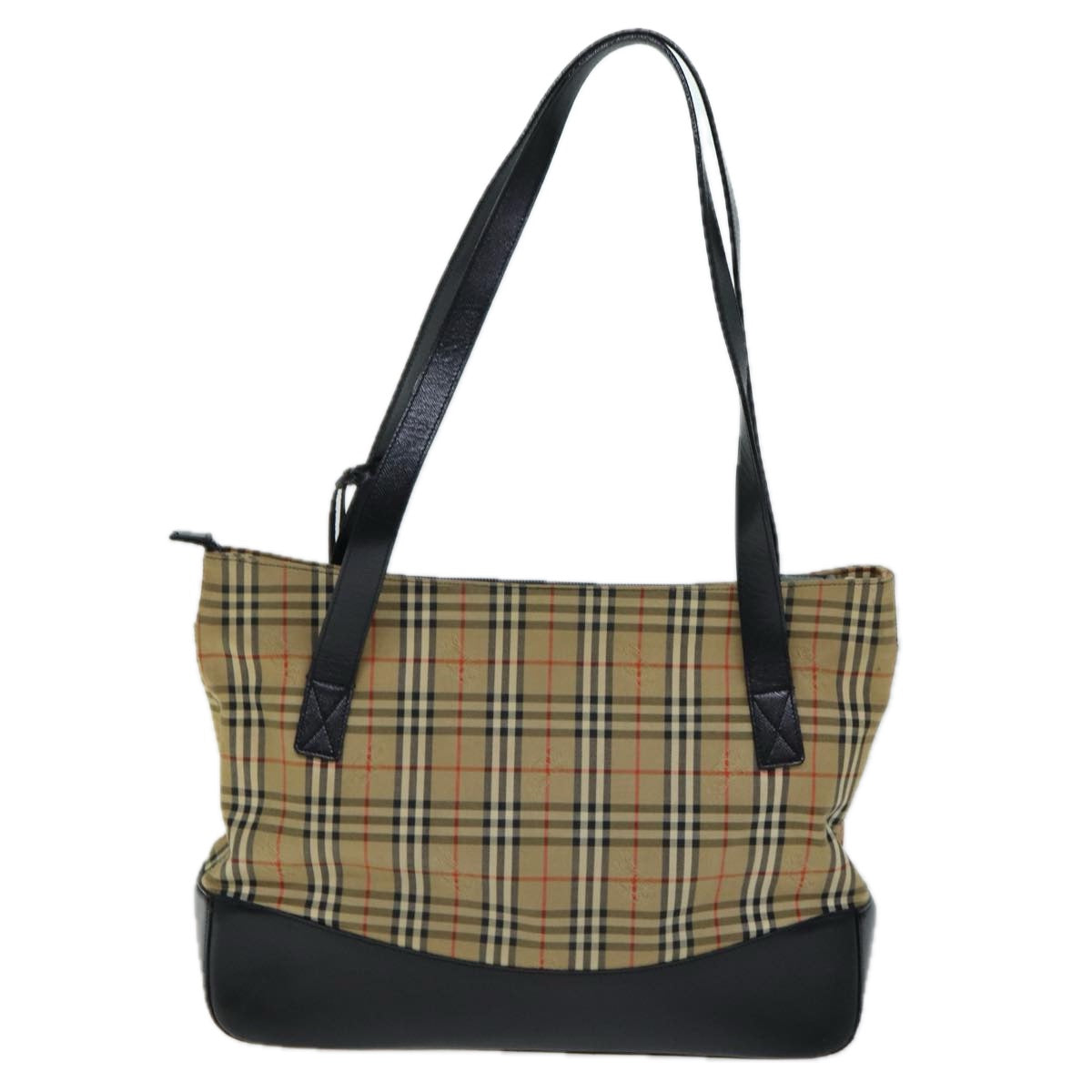 Luxury BurberrySs Nova Check Tote Bag Canvas Beige Auth ep4691