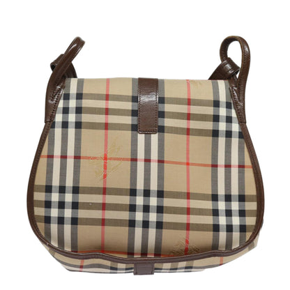 Luxury BurberrySs Nova Check Shoulder Bag Canvas Beige Auth ep4701