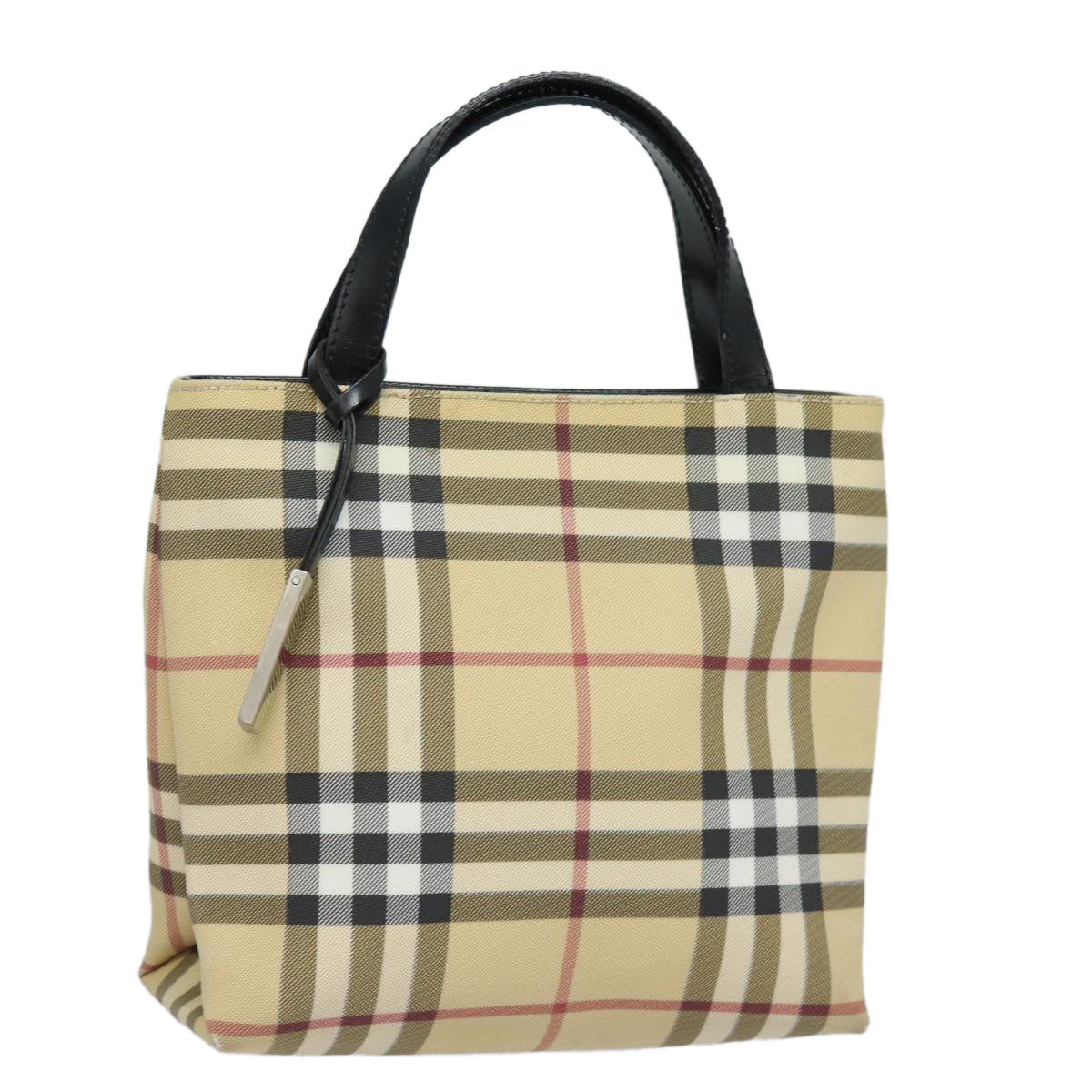 Luxury Burberry Nova Check Hand Bag PVC Beige Auth ep4717
