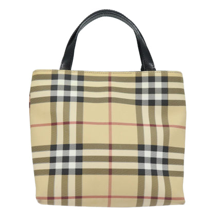 Luxury Burberry Nova Check Hand Bag PVC Beige Auth ep4717