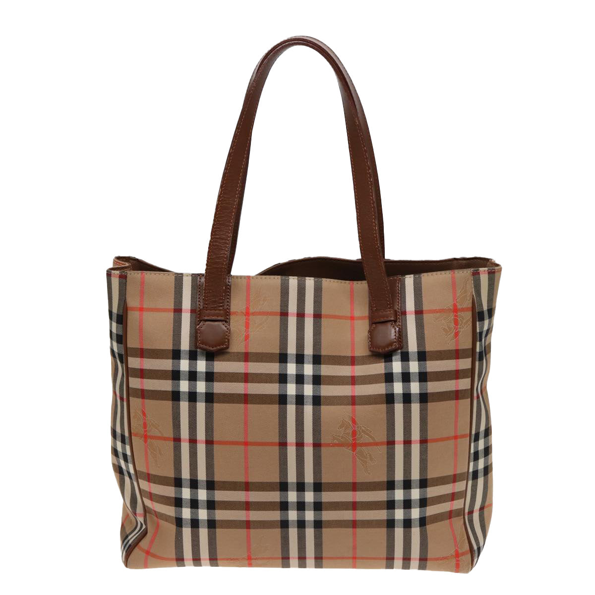 Luxury BurberrySs Nova Check Tote Bag Canvas Beige Auth ep4723