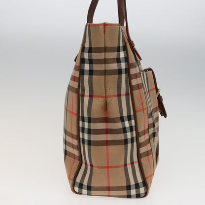 Luxury BurberrySs Nova Check Tote Bag Canvas Beige Auth ep4723