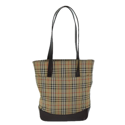 Luxury BurberrySs Nova Check Tote Bag Canvas Beige Auth ep4730