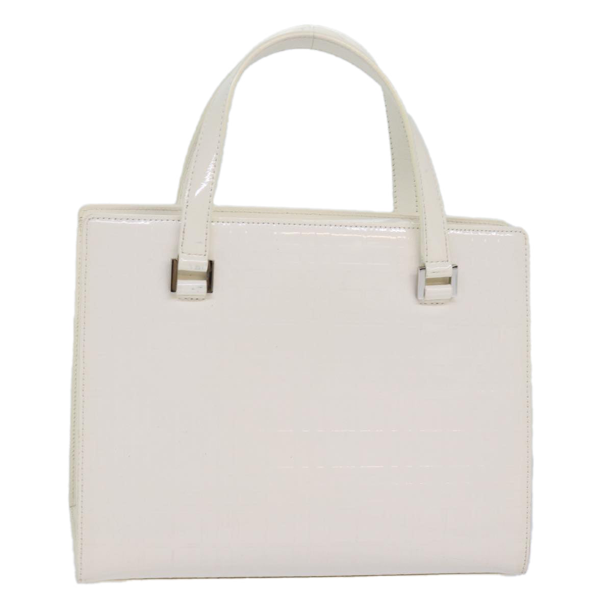 Luxury Burberry Nova Check Hand Bag Enamel White Auth ep4744
