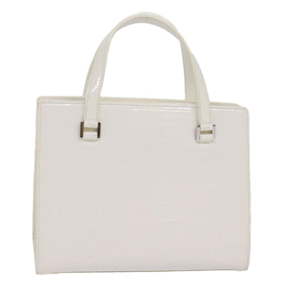 Luxury Burberry Nova Check Hand Bag Enamel White Auth ep4744