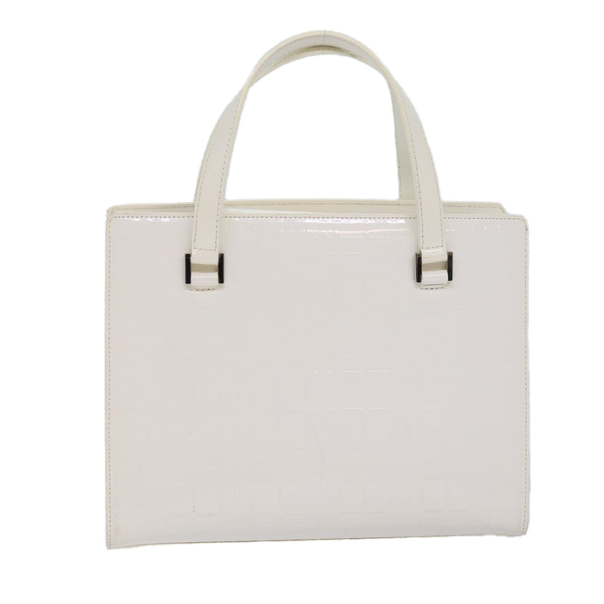 Luxury Burberry Nova Check Hand Bag Enamel White Auth ep4744