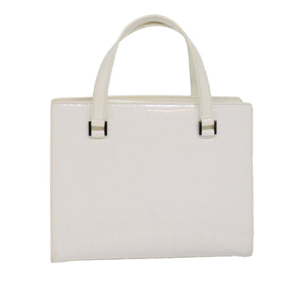 Luxury Burberry Nova Check Hand Bag Enamel White Auth ep4744