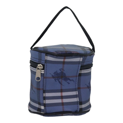 Luxury BurberrySs Nova Check Vanity Cosmetic Pouch PVC Leather Blue Auth ep4900