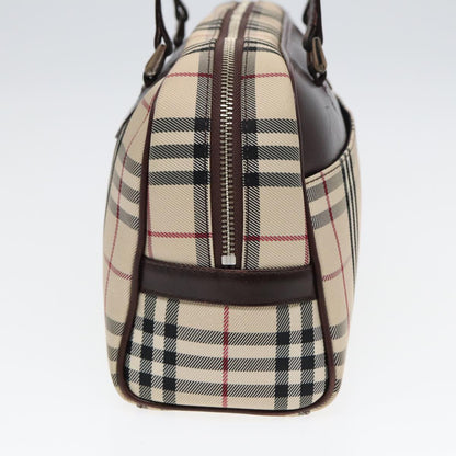 Luxury Burberry Nova Check Hand Bag Nylon Beige Auth ep4955