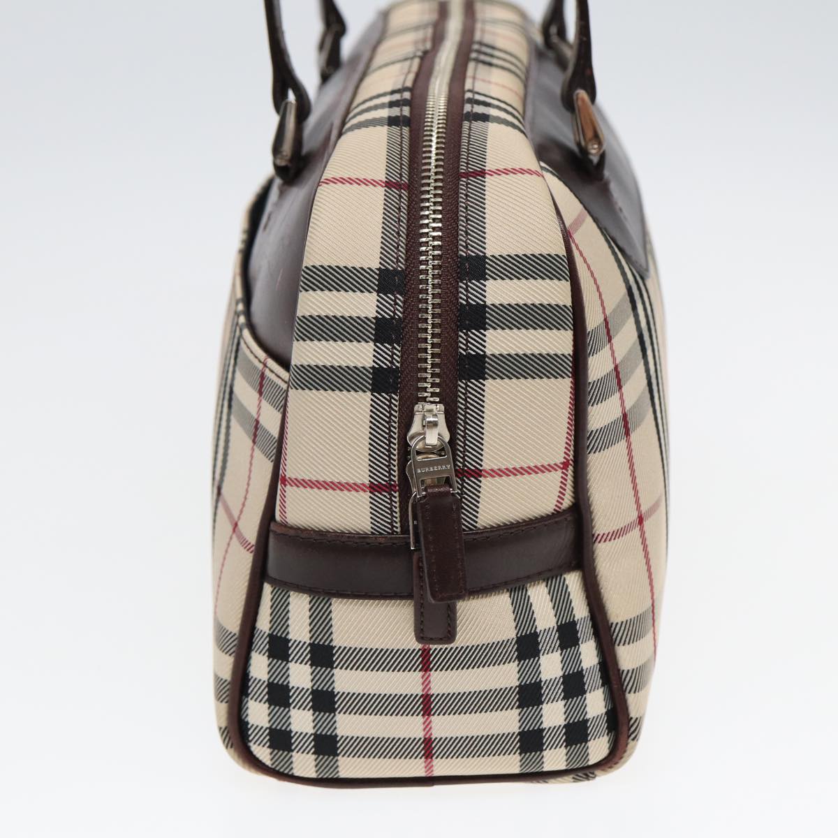 Luxury Burberry Nova Check Hand Bag Nylon Beige Auth ep4955