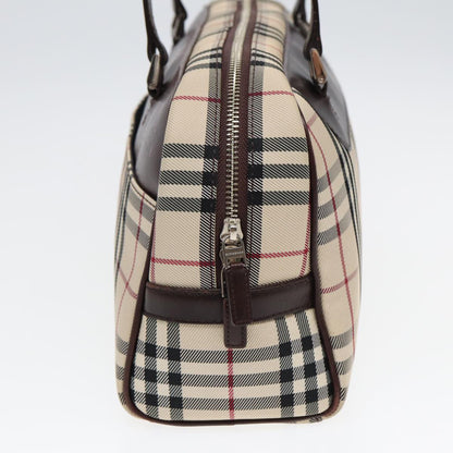 Luxury Burberry Nova Check Hand Bag Nylon Beige Auth ep4955