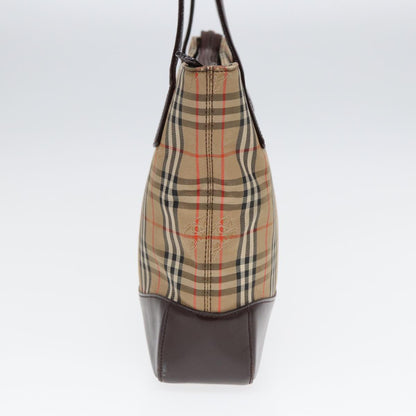 Luxury Burberry Nova Check Tote Bag Canvas Leather Beige Brown Auth ep5013