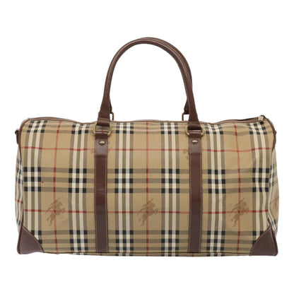 Luxury BurberrySs Nova Check Boston Bag PVC Leather 2way Beige Auth ep5370