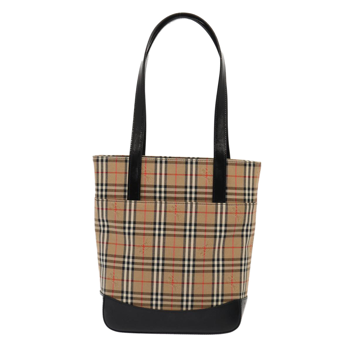 Luxury Burberry Nova Check Tote Bag Canvas Beige Gold Auth ep5405