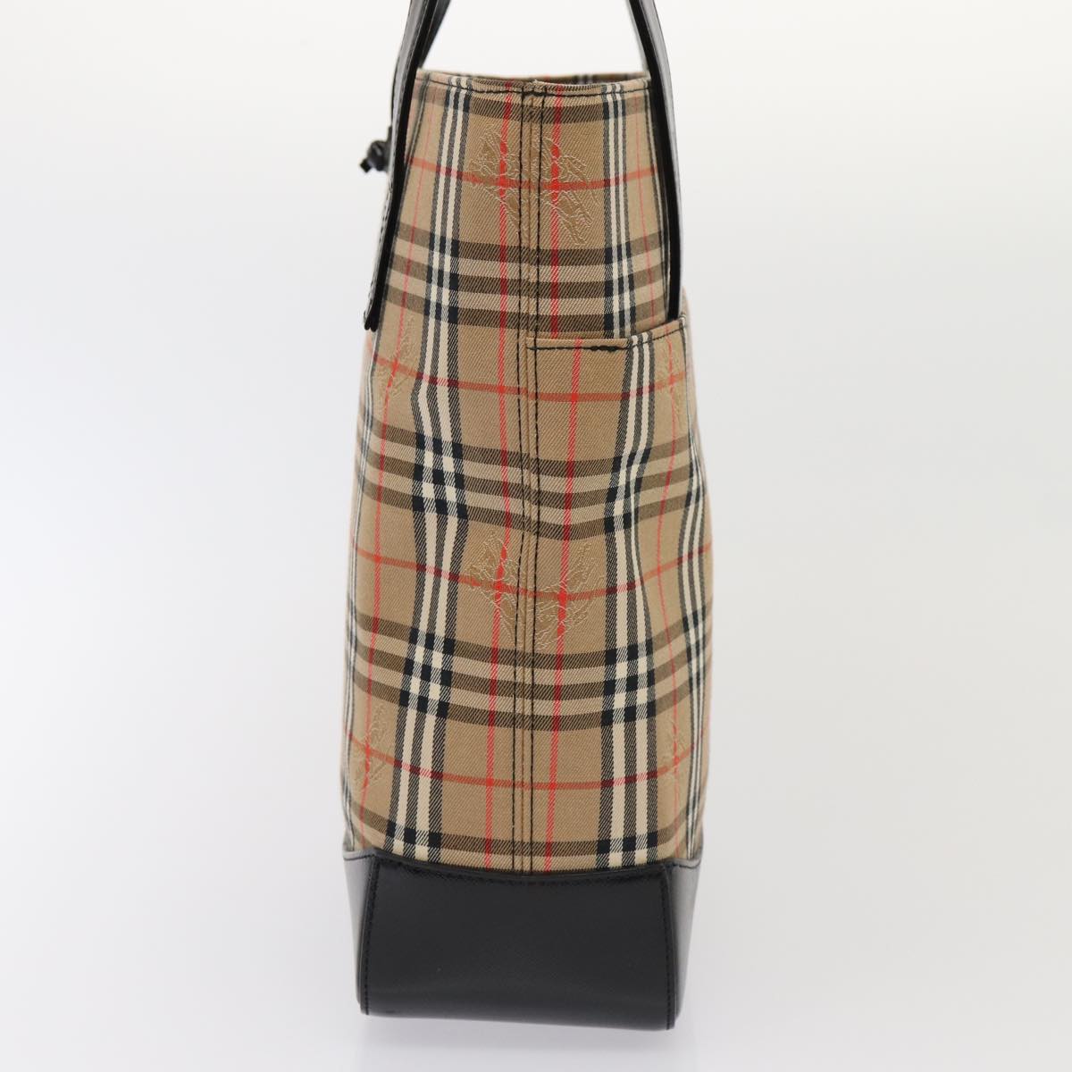 Luxury Burberry Nova Check Tote Bag Canvas Beige Gold Auth ep5405