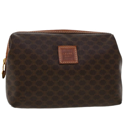 Luxury CELINE Macadam Canvas Pouch PVC Leather Brown  ep867