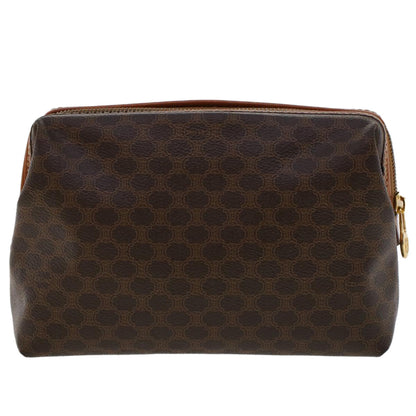 Luxury CELINE Macadam Canvas Pouch PVC Leather Brown  ep867