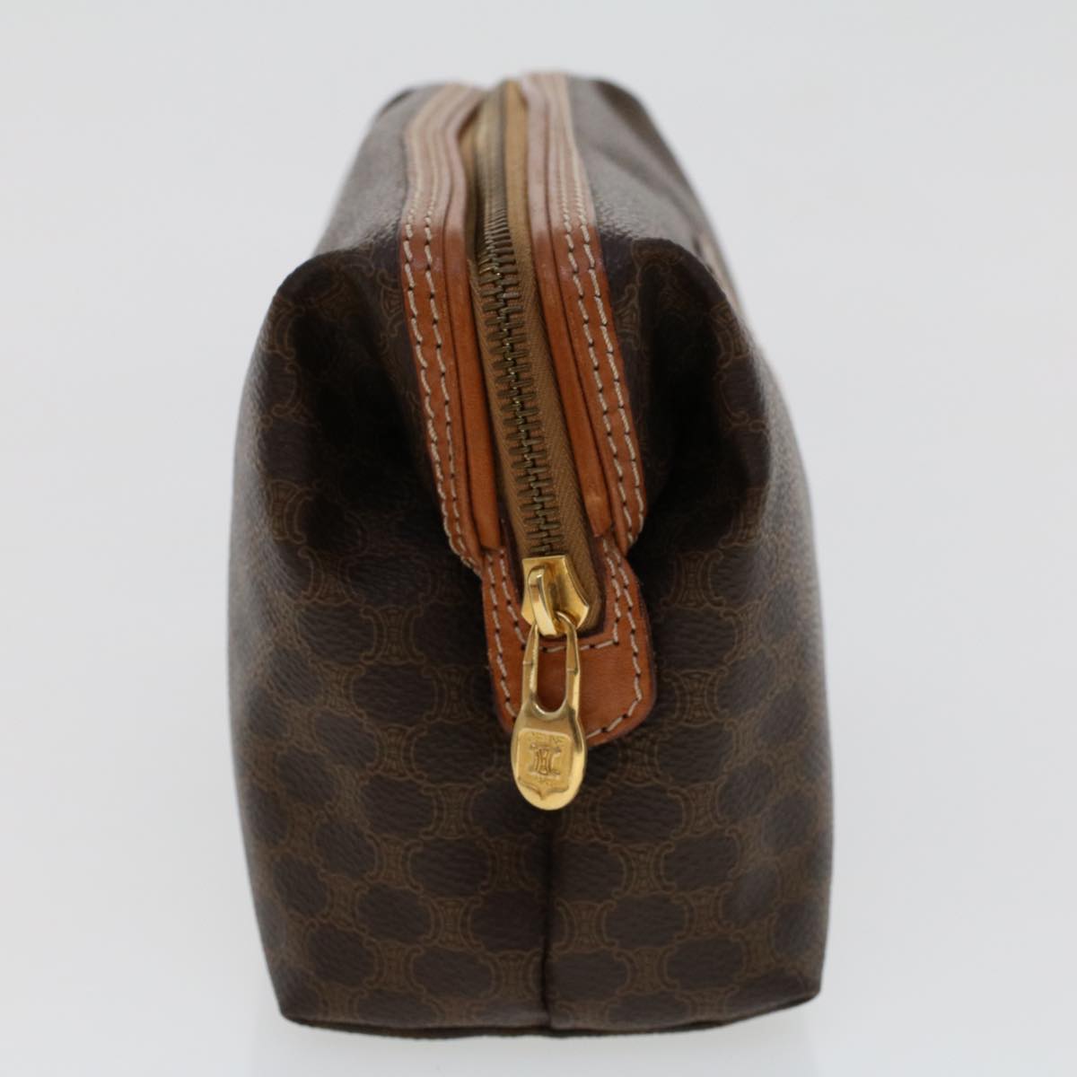 Luxury CELINE Macadam Canvas Pouch PVC Leather Brown  ep867