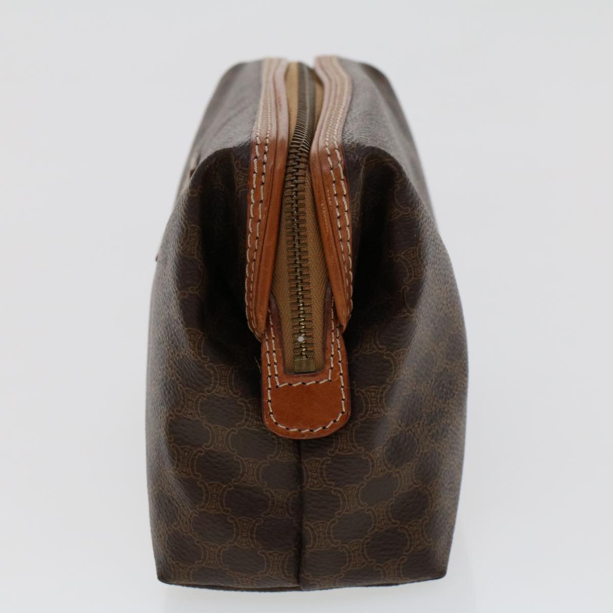 Luxury CELINE Macadam Canvas Pouch PVC Leather Brown  ep867