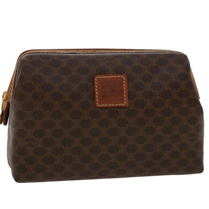 Luxury CELINE Macadam Canvas Pouch PVC Leather Brown  ep868