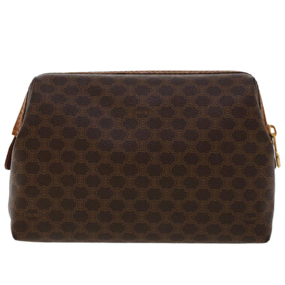 Luxury CELINE Macadam Canvas Pouch PVC Leather Brown  ep868