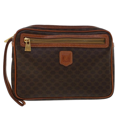Luxury CELINE Macadam Canvas Clutch Bag PVC Leather Brown  ep870