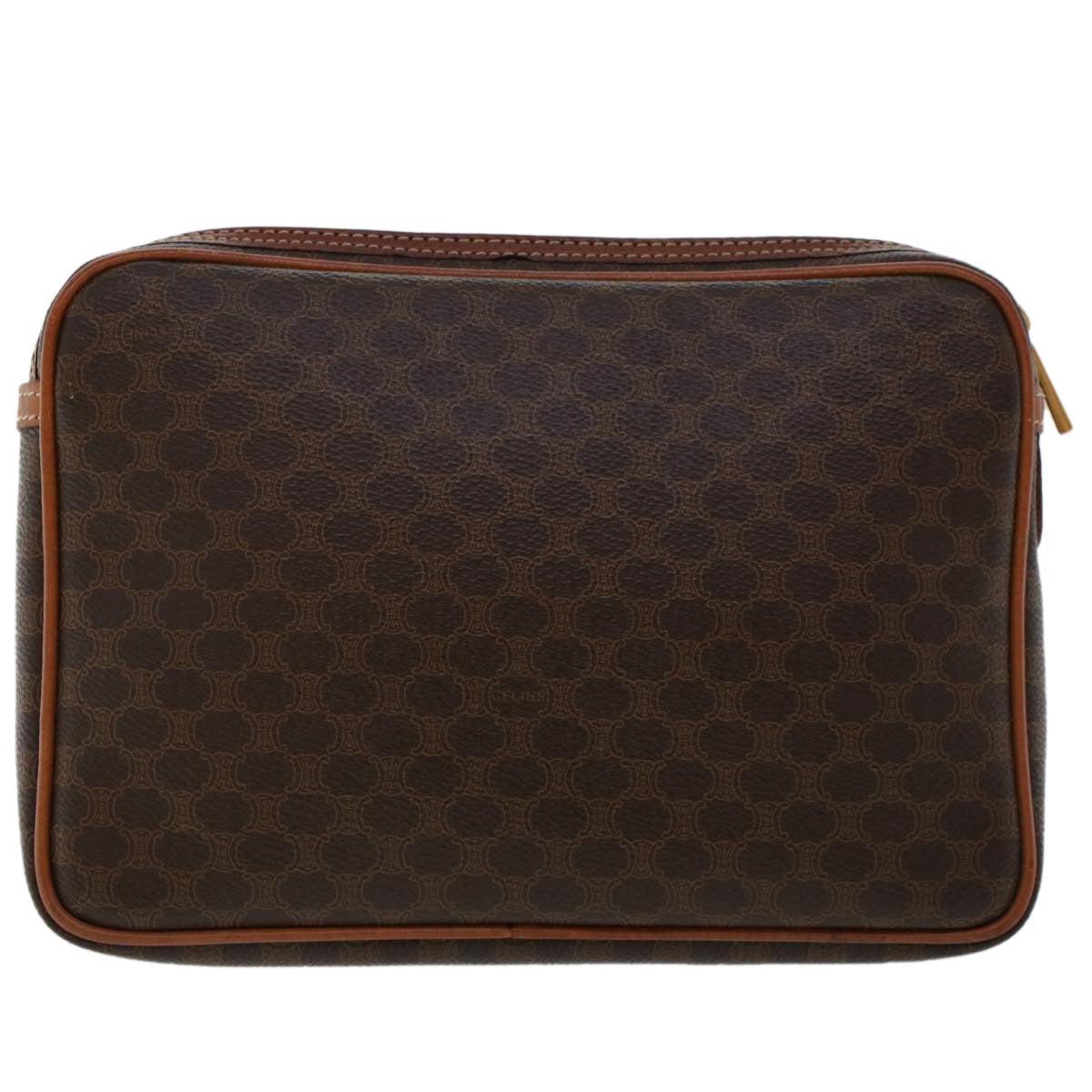 Luxury CELINE Macadam Canvas Clutch Bag PVC Leather Brown  ep870