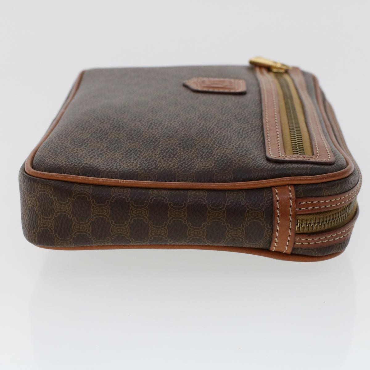 Luxury CELINE Macadam Canvas Clutch Bag PVC Leather Brown  ep870