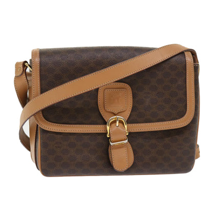 Luxury CELINE Macadam Canvas Shoulder Bag PVC Leather Brown  ep905