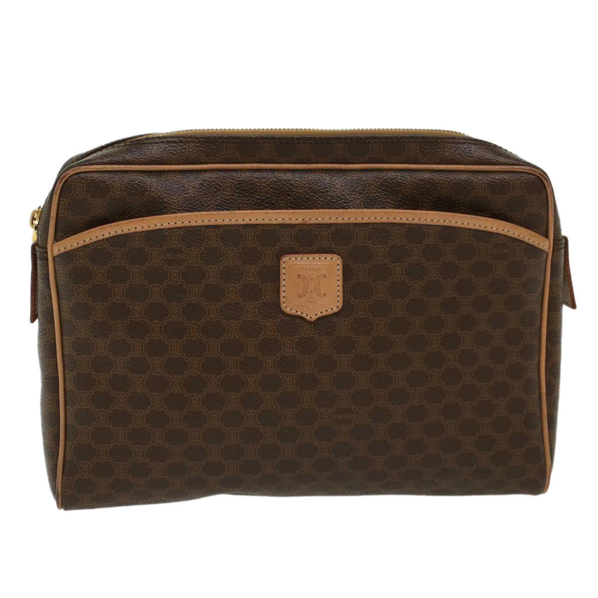 Luxury CELINE Macadam Canvas Clutch Bag PVC Leather Brown  ep963