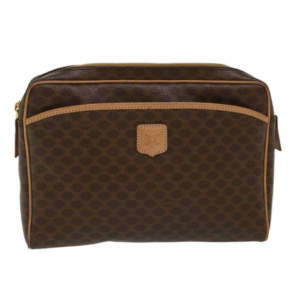 Luxury CELINE Macadam Canvas Clutch Bag PVC Leather Brown  ep963