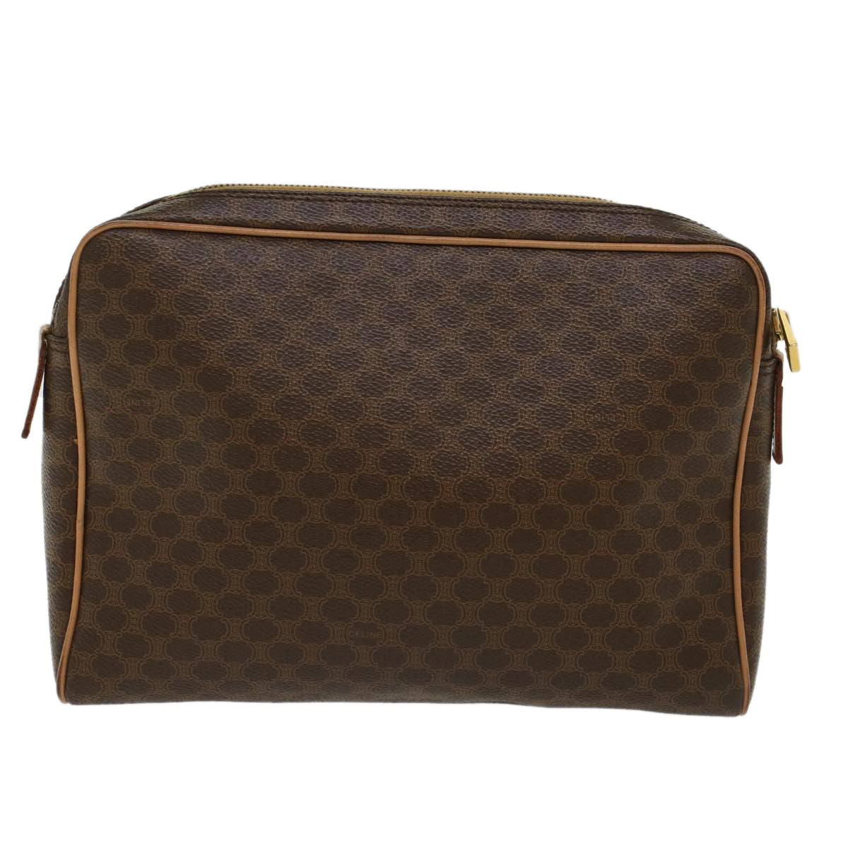 Luxury CELINE Macadam Canvas Clutch Bag PVC Leather Brown  ep963