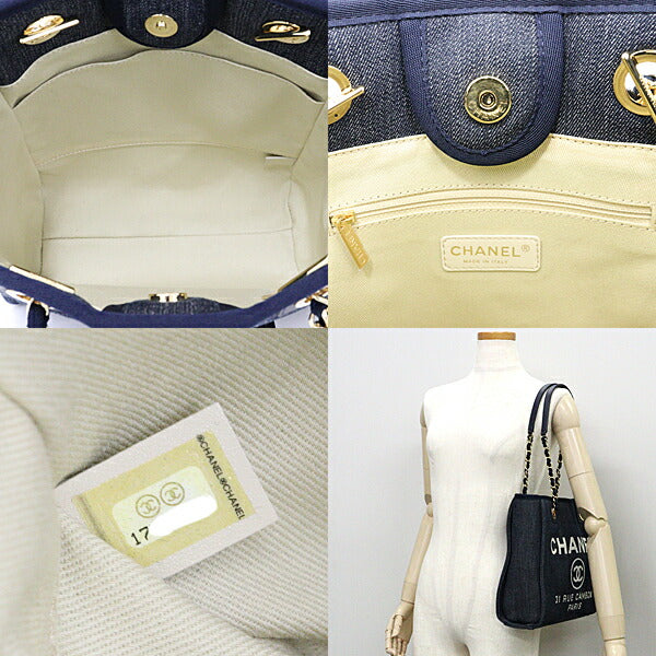 CHANEL Tote Bag A66939 Cotton denim Navy Douville PM