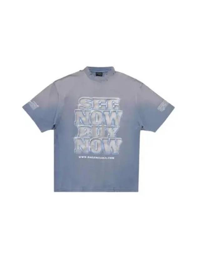 Luxury Balenciaga Trending 2025 See Now Buy Now Short Sleeve T-Shirt Blue