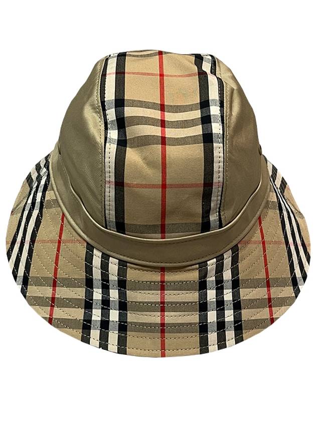 Luxury Burberry Check Pattern Bucket Hat Beige