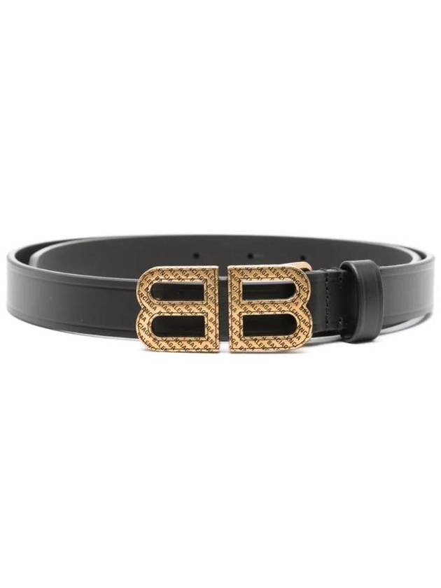 Luxury Balenciaga Trending 2025 BB Hourglass Leather Belt Black