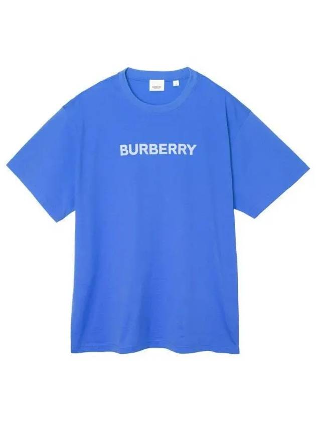 Luxury Burberry Logo-Print Cotton Short-Sleeve T-Shirt Blue
