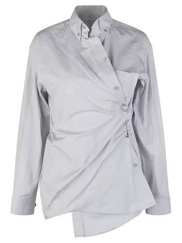 Luxury Balenciaga Trending 2025 Twist Button Cotton Shirt Grey