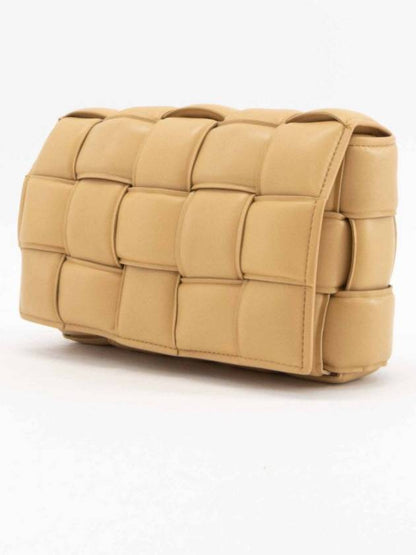 Luxury Bottega Veneta Gold Padded Cassette Cross Bag Almond