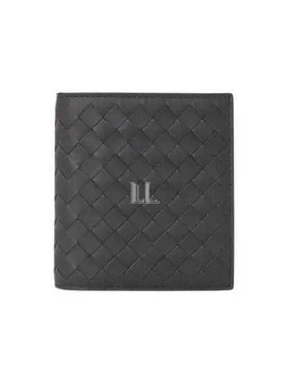 Luxury Bottega Veneta Intrecciato Leather Half Wallet Dark Grey