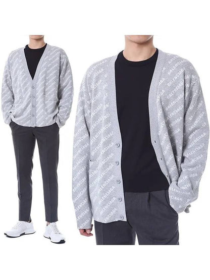 Luxury Balenciaga Trending 2025 All-Over Logo Cardigan Grey