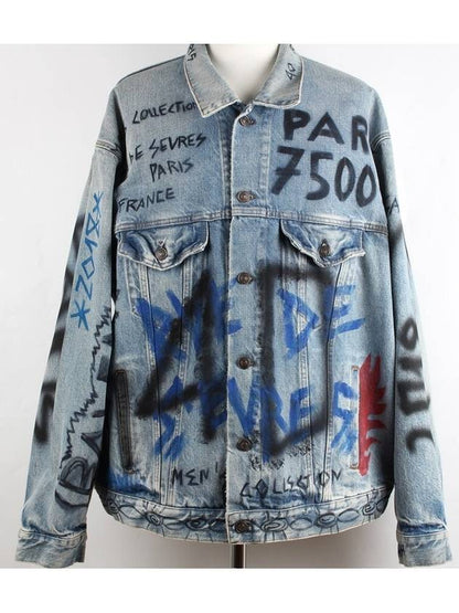 Luxury Balenciaga Trending 2025 Graffiti logo denim jacket 50 100 105