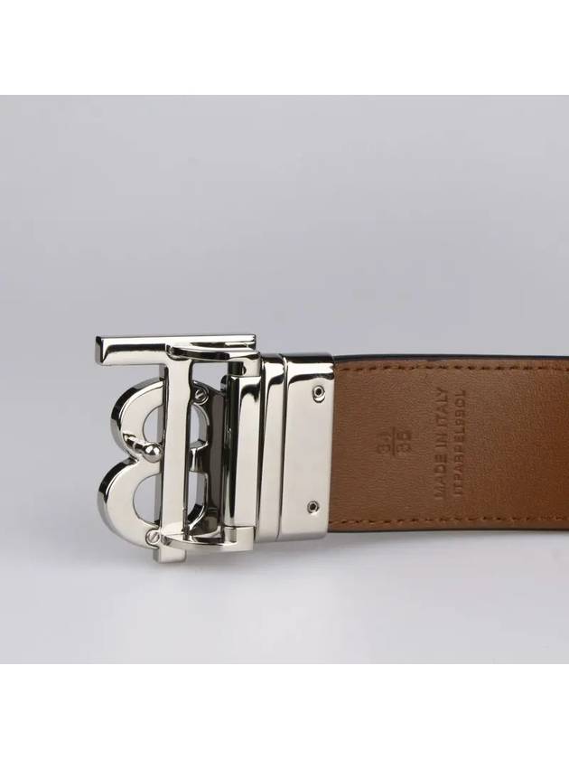 Luxury Burberry Reversible Monogram Leather Belt Black