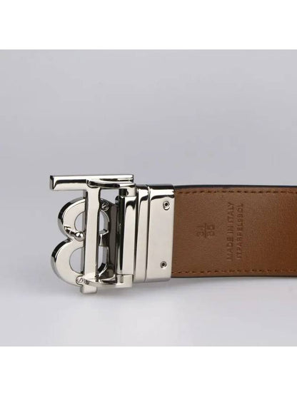 Luxury Burberry Reversible Monogram Leather Belt Black