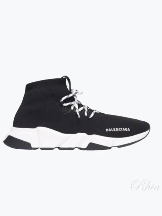 Luxury Balenciaga Trending 2025 Speedrunner Lace -Up Knit High Top Sneakers Black