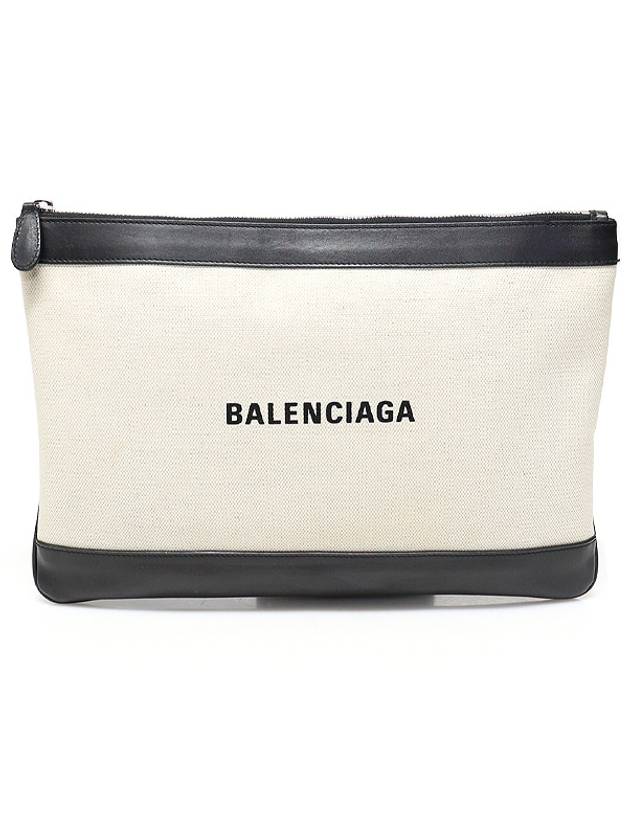 Luxury Balenciaga Trending 2025 420407 Cotton Canvas Navy Clip M Clutch