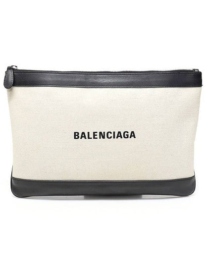 Luxury Balenciaga Trending 2025 420407 Cotton Canvas Navy Clip M Clutch